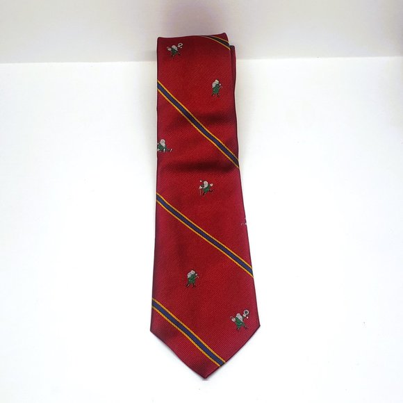 100% Silk Christmas Tie Dancing Santa Mark Pendleton Blue Made in Italy - Picture 1 of 3